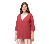 Ulla Popken Cardigan Corto da Donna con Pannello a Bottoni Maglione, Corallo, 64 IT/66 IT