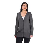 Ulla Popken - Cardigan da Donna, Taglie Forti, Taglie Forti, con Scollo a V, abbottonatura, Maglia fine, Antracite mélange, 68-70