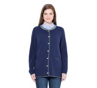 Ulla Popken Cardigan dal Taglio Lungo e Svasato con Cervo Ricamato e Collo Alto Blu Notte Scuro 50+ 832553130-50+