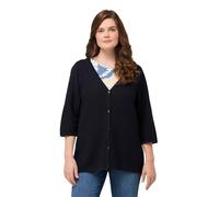 Ulla Popken Short feminin Cardigan with Button Panel, Maglione Cardigan Donna, Marine,
