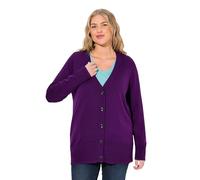 Ulla Popken Cardigan in Maglia fine con Scollatura a V e abbottonatura Viola Scuro 42+ 791605835-42+