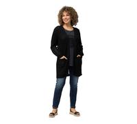 Ulla Popken Cardigan Lungo e Aperto con Effetto Velato e Scollo a V Nero 54+ 825108130-54+