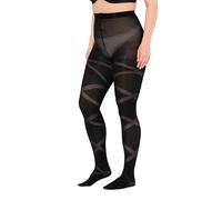 Ulla Popken Collant da donna, taglie forti, taglie forti, a righe, Nero, 50-52