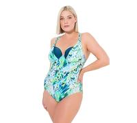 Ulla Popken Badeanzug Chloe, Glanzbesatz, Saltwater Costume Intero, Verde Caraibico Chiaro, 58 Donna