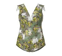 Ulla Popken Costume da Bagno con Design Ispirato alla Giungla, Coppe morbide, Ferretto e Materiale Riciclato Verde Muschio 46 846630427-46