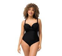 Ulla Popken Costume da Bagno con Ferretto, Coppe morbide, Drappeggio e Materiale Riciclato Nero 48 826609100-48