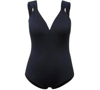 Ulla Popken Costume da Bagno Leo Jacquard, Coppe morbide, Schiena Profonda Intero, Blu Marino, 48 Donna