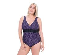 Ulla Popken Costume da Bagno con Rombi, Coppe morbide, Anello e Materiale Riciclato Violetto 54+ 837797836-54+
