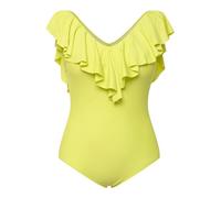 Ulla Popken Costume da Bagno, Balze, Scollo a V, Coppe Morbide, Giallo Fluo, 54 Donna