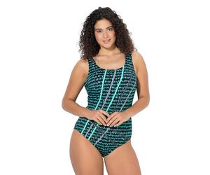 Ulla Popken - Costume da Bagno da Donna Taglie Forti, Taglie Forti, Alice, Senza Coppe morbide, con Piping Diagonale sul Motivo a Puntini, Morbida Fodera Anteriore, Fascia di Supporto sotto Il Seno