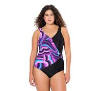 Ulla Popken Costume da Bagno da Donna, Taglie Forti, Taglie Forti, Alina, Arricciatura e Anello, Nero, 54