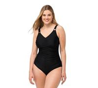 Ulla Popken Costume da Bagno Wiebke, con Apertura Frontale Intero, Nero, 56 Donna