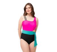 Ulla Popken Costume da Bagno in Stile Color Blocking con Coppe morbide e Materiale Riciclato Bacca di Neon 46 826426586-46