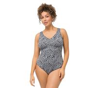 Ulla Popken Costume da Bagno, Laura, Struttura Foglie 826546 Intero, Nero, 58 Donna