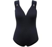 Ulla Popken Costume da Bagno Leo Jacquard, Coppe morbide, Schiena Profonda Intero, Blu Marino, 48 Donna