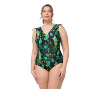 Ulla Popken Costume da Bagno Petra, Spalla Increspata 826455 Intero, Nero, 48 Donna