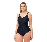 Ulla Popken Costume da Bagno Wiebke, con Apertura Frontale Intero, Nero, 56 Donna