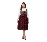 Ulla Popken Dirndl, Ornamente, Carree-Ausschnitt, Ärmellos Vestito, Oliva, 64 Donna