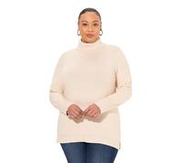 Ulla Popken Rollkragenpullover, Breite Rippbündchen, Langarm Pullover, Melange Naturale, 60/62 Donna