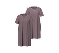 Ulla Popken Donna Camicia da notte | Taglie forti, Plus Size, Camicie da notte in confezione doppia con scollo a girocollo/V e mezze maniche 819289