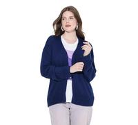 Ulla Popken Cardigan dal Taglio Corto, Oversize e Aperto con Lana Blu Scuro 42+ 832535750-42+