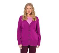 Ulla Popken Cardigan in Maglia fine con Scollatura a V e abbottonatura Viola Bacca 54+ 791605827-54+