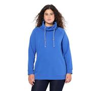 Ulla Popken Felpa con Ampio Colletto Alto, Tasche e Maniche Lunghe Raglan Blu Pavone 58+ 713963741-58+
