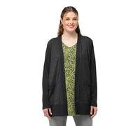 Ulla Popken Giacca Aperta di Felpa con Texture a Nido d'Ape e Maniche Lunghe Nero 46+ 830275111-46+