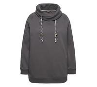 Ulla Popken Felpa Basic con Ampio Colletto Alto tasche e maniche lunghe raglan Grigio Grafite 46-48
