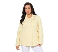 Ulla Popken Giacca a Doppio Petto dal Taglio Svasato in Pile con Revers e Maniche Lunghe Giallo Pallido 50+ 846021608-50+