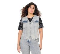 Ulla Popken Donna Gilet di jeans blue jeans opaco 54+