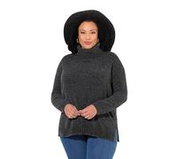 Ulla Popken Chenille-Pullover, Oversized, Stehkragen, Langarm, Grafite, 56-58 Donna