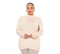 Ulla Popken Pullover, Stehkragen, Langarm, Rippbündchen, Melange Naturale, 60/62 Donna
