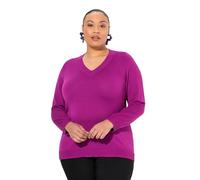 Ulla Popken Pullover, V-Ausschnitt, Langarm, Weicher Feinstrick, Bacca, 52-54 Donna
