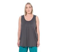 Ulla Popken Donna Pieghe Decorative, Linea ad A, Senza Maniche, Scollo Rotondo, Pieghe, Grafite, 56/58