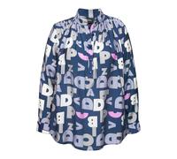 Ulla Popken donna taglie forti camicetta lettere collo alto manica lunga 830922