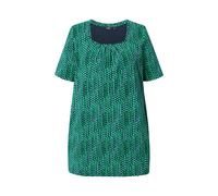 Ulla Popken donna taglie forti camicia lunga a pois linea A scollo Carree