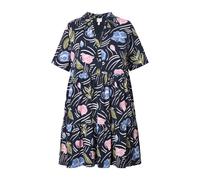 Ulla Popken donna taglie forti camicia lunga fiori linea A collo a polo