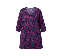 Ulla Popken donna taglie forti camicia lunga fiori linea A scollo a V