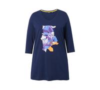 Ulla Popken donna taglie forti camicia lunga fiori linea A scollo a V