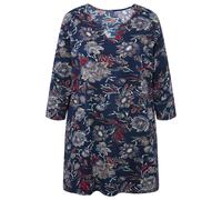 Ulla Popken donna taglie forti camicia lunga fiori linea A tunica scollo