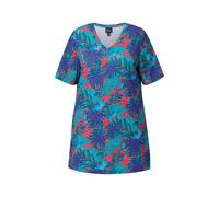 Ulla Popken donna taglie forti camicia lunga palme linea A scollo a V
