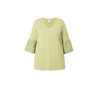 Ulla Popken donna taglie forti camicia pizzo maniche a volant scollo a V