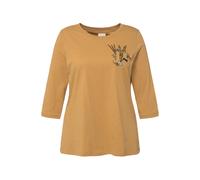 Ulla Popken donna taglie forti camicia ricamo girocollo 3 4 maniche