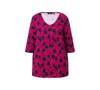 Ulla Popken donna taglie forti maglia fiori linea A scollo a V 3 4 maniche...