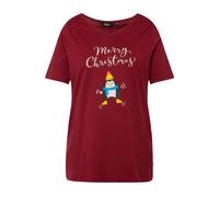 Ulla Popken donna taglie forti maglietta natalizia pinguino linea A scollo a V