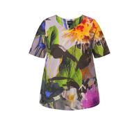 Ulla Popken donna taglie forti maglietta slinky fiori scollo a cuore mezza...