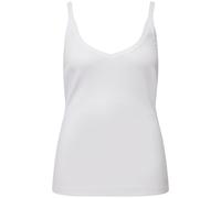 Ulla Popken Top a Costine, Scollo a V, Senza Maniche, Spalline Sottili, Bianco Neve, 60-62 Donna