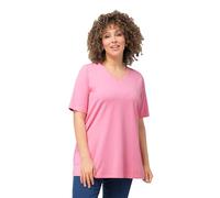 Ulla Popken Maglietta, A-Line, Scollo a V, Mezza Manica 807284 T-Shirt, Rosa Chiaro, 52/54 IT Donna