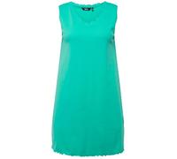 Ulla Popken Abito con Bordi ondulati, Linea A, a Costine, Cotone Biologico 793167 Vestito, Verde, 52-54 Donna